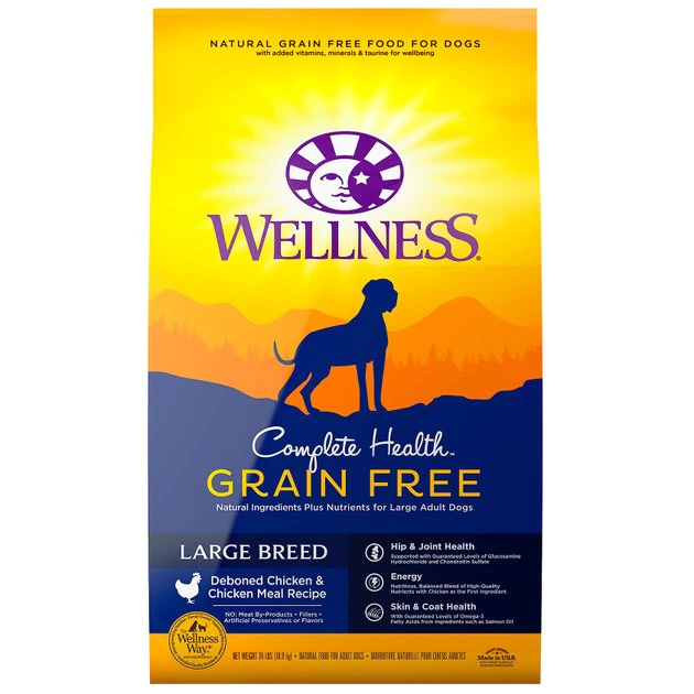 Wellness Grain-Free Complete Health Large Breed Adult Deboned Chicken & Chicken Meal Recipe Dry Dog Food, 24-lb bag Wellness Grain-Free Complete Health Large Breed Adult Deboned Chicken & Chicken Meal Recipe Dry Dog Food -Pet Toy Elegant Shop 106882 MAIN. SY630 V1605755525