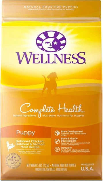 Wellness Complete Health Puppy Deboned Chicken, Oatmeal & Salmon Meal Recipe Dry Food + Soft Puppy Bites Lamb & Salmon Recipe Grain-Free Dog Treats Wellness Complete Health Puppy Deboned Chicken, Oatmeal & Salmon Meal Recipe Dry Food + Soft Puppy Bites Lamb & Salmon Recipe Grain-Free Dog Treats -Pet Toy Elegant Shop 294006 PT1. SY630 V1620081423