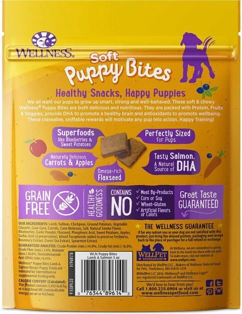 Wellness Complete Health Puppy Deboned Chicken, Oatmeal & Salmon Meal Recipe Dry Food + Soft Puppy Bites Lamb & Salmon Recipe Grain-Free Dog Treats Wellness Complete Health Puppy Deboned Chicken, Oatmeal & Salmon Meal Recipe Dry Food + Soft Puppy Bites Lamb & Salmon Recipe Grain-Free Dog Treats -Pet Toy Elegant Shop 294006 PT4. SY630 V1620078454