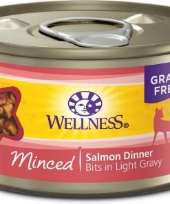 American Journey||Wellness American Journey Minced Salmon & Tuna Recipe in Gravy Grain-Free Canned Cat Food, 3-oz, case of 24 + Wellness Complete Health Natural Minced Salmon Dinner Grain-Free Canned Cat Food, 3-oz, case of 24 -Pet Toy Elegant Shop 297778 PT4. SY630 V1621301862