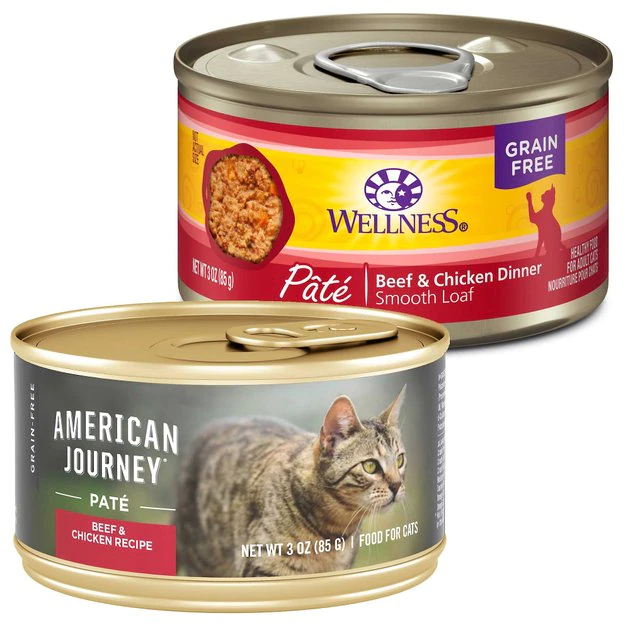 American Journey Pate Beef & Chicken Recipe Grain-Free Canned Cat Food, 3-oz, case of 24 + Wellness Complete Health Adult Beef & Chicken Formula Grain-Free Canned Cat Food, 3-oz, case of 24 American Journey||Wellness American Journey Pate Beef & Chicken Recipe Grain-Free Canned Cat Food, 3-oz, case of 24 + Wellness Complete Health Adult Beef & Chicken Formula Grain-Free Canned Cat Food, 3-oz, case of 24 -Pet Toy Elegant Shop 297786 MAIN. SY630 V1621261042