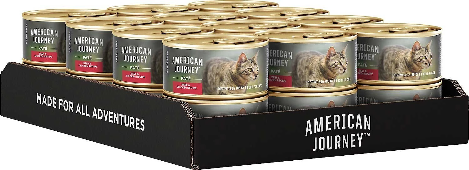 American Journey Pate Beef & Chicken Recipe Grain-Free Canned Cat Food, 3-oz, case of 24 + Wellness Complete Health Adult Beef & Chicken Formula Grain-Free Canned Cat Food, 3-oz, case of 24 American Journey||Wellness American Journey Pate Beef & Chicken Recipe Grain-Free Canned Cat Food, 3-oz, case of 24 + Wellness Complete Health Adult Beef & Chicken Formula Grain-Free Canned Cat Food, 3-oz, case of 24 -Pet Toy Elegant Shop 297786 PT3. SY630 V1621261030