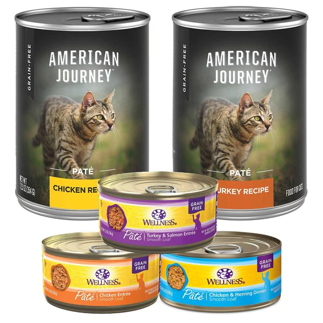 American Journey Pate Poultry Variety Pack Grain-Free Canned Cat Food, 12.5-oz, case of 12 + Wellness Complete Health Poultry Lovers Pate Variety Pack Grain-Free Canned Cat Food, 5.5-oz, case of 30 American Journey||Wellness American Journey Pate Poultry Variety Pack Grain-Free Canned Cat Food, 12.5-oz, case of 12 + Wellness Complete Health Poultry Lovers Pate Variety Pack Grain-Free Canned Cat Food, 5.5-oz, case of 30 -Pet Toy Elegant Shop 297796 MAIN. SY630 V1623251573
