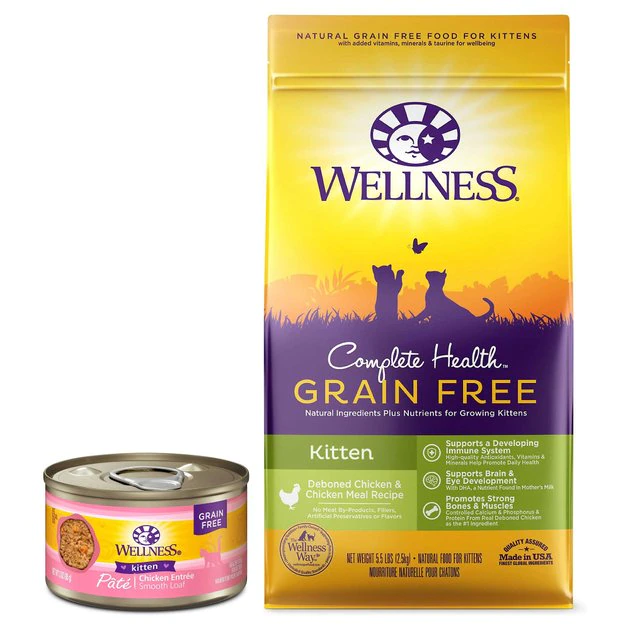 Wellness Complete Health Kitten Formula Grain-Free Canned Cat Food, 3-oz, case of 24 + Wellness Complete Health Natural Grain-Free Deboned Chicken & Chicken Meal Dry Kitten Food, 5.5-lb bag Wellness Complete Health Kitten Formula Grain-Free Canned Cat Food, 3-oz, case of 24 + Wellness Complete Health Natural Grain-Free Deboned Chicken & Chicken Meal Dry Kitten Food, 5.5-lb bag -Pet Toy Elegant Shop 298660 MAIN. SY630 V1621291058