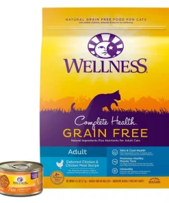Wellness Complete Health Pate Chicken Entree Grain-Free Canned Cat Food, 3-oz, case of 24 + Wellness Complete Health Natural Grain-Free Deboned Chicken & Chicken Meal Dry Cat Food, 11.5-lb bag