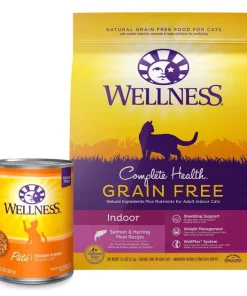 Wellness Complete Health Pate Chicken Entree Grain-Free Canned Cat Food, 12.5-oz, case of 12 + Wellness Complete Health Natural Grain-Free Salmon & Herring Dry Cat Food, 11.5-lb bag