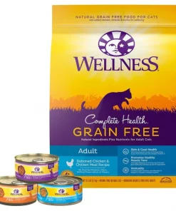 Wellness Complete Health Poultry Lovers Pate Variety Pack Grain-Free Canned Cat Food, 5.5-oz, case of 30 + Wellness Complete Health Natural Grain-Free Deboned Chicken & Chicken Meal Dry Cat Food, 11.5-lb bag