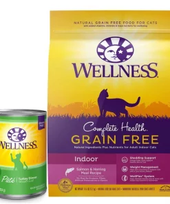 Wellness Complete Health Turkey Formula Grain-Free Canned Cat Food, 12.5-oz, case of 12 + Wellness Complete Health Natural Grain-Free Salmon & Herring Dry Cat Food, 11.5-lb bag