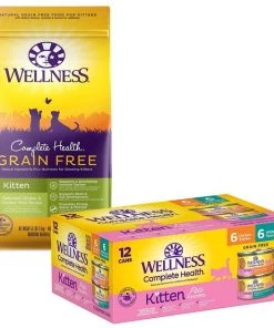 Wellness Complete Health Natural Grain-Free Deboned Chicken & Chicken Meal Dry Kitten Food + Kitten Variety Pack Grain-Free Canned Cat Food