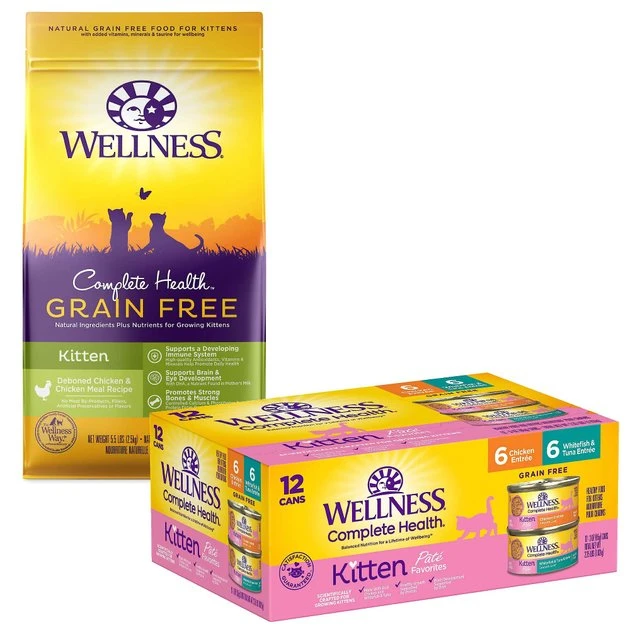 Wellness Complete Health Natural Grain-Free Deboned Chicken & Chicken Meal Dry Kitten Food + Kitten Variety Pack Grain-Free Canned Cat Food Wellness Complete Health Natural Grain-Free Deboned Chicken & Chicken Meal Dry Kitten Food + Kitten Variety Pack Grain-Free Canned Cat Food -Pet Toy Elegant Shop 353443 MAIN. SY630 V1639524408