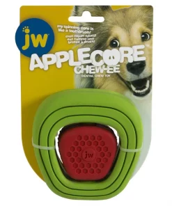 JW Pet Apple Core Chew-Ee Dog Toy, Green/Red