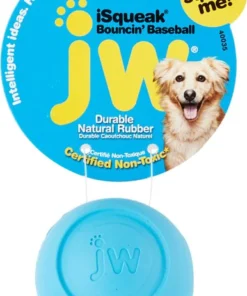 JW Pet iSqueak Bouncin' Baseball Dog Toy, Color Varies